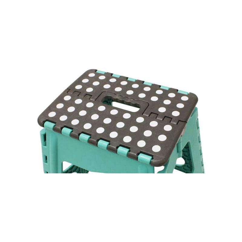 JVL Small Folding Step Stool Lightweight Plastic Turquoise/Grey