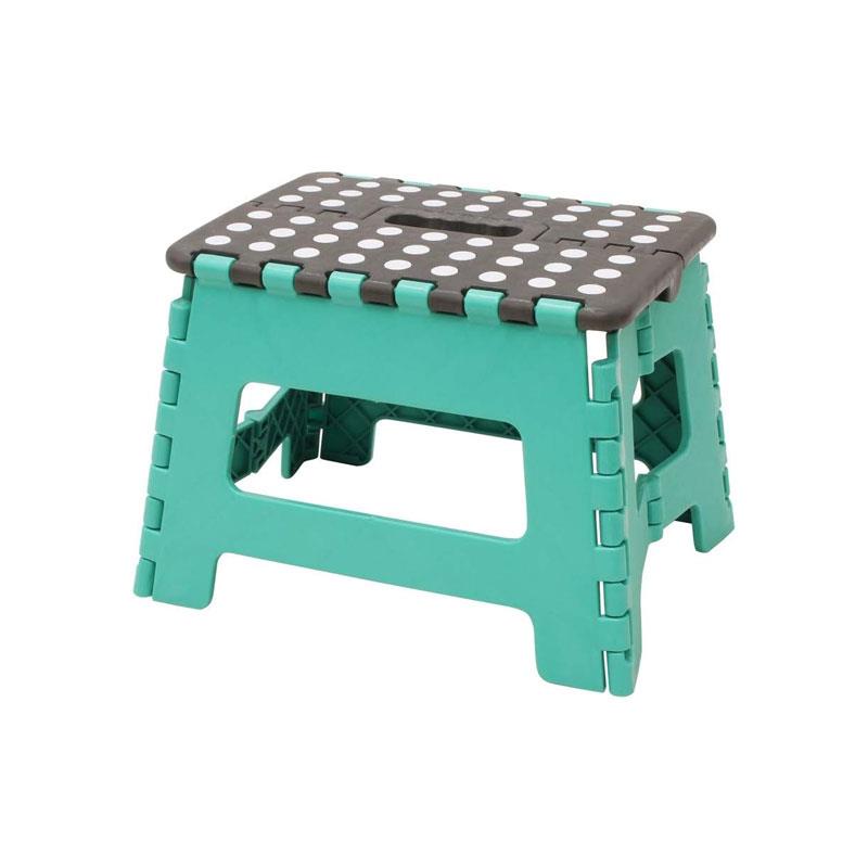 JVL Small Folding Step Stool Lightweight Plastic Turquoise/Grey