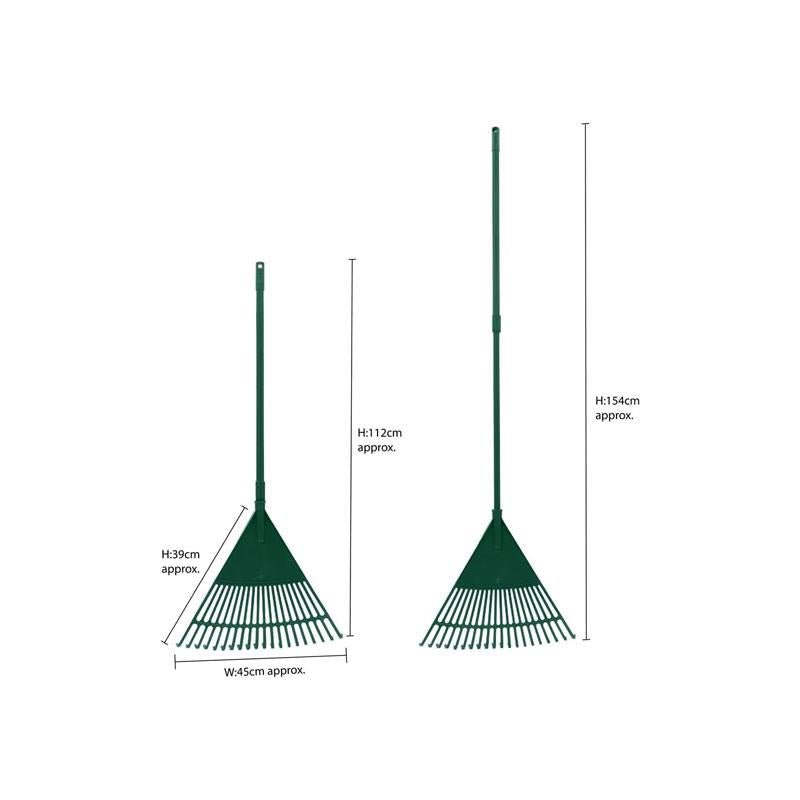 JVL Thegardener Outdoor Garden Lawn Leaf Rake With Telescopic Handle Aluminium Green