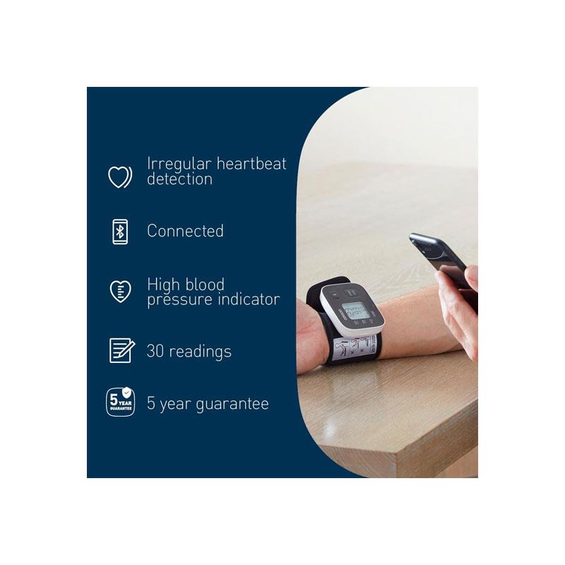 Omron RS3 Intelli IT Wrist Blood Pressure Monitor Clinically Validated Free Smartphone App Wrist BP Monitor With 30 Readings Black/White Secondary image