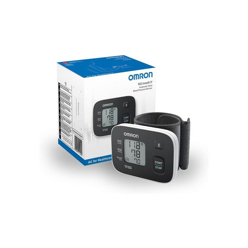 Omron RS3 Intelli IT Wrist Blood Pressure Monitor Clinically Validated Free Smartphone App Wrist BP Monitor With 30 Readings Black/White