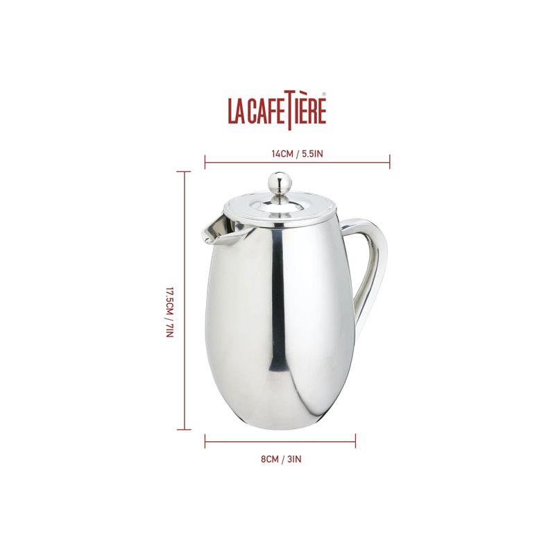 La Cafetiere Double Walled Cafetiere 3-Cup/350ml French Presses Stainless Steel Silver