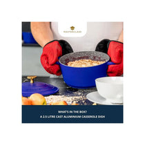 MasterClass Casserole Dish 2.5 Litres/20cm Cast Aluminium Self Basting Lid Round Small Blue
