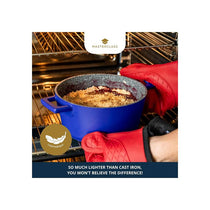 MasterClass Casserole Dish 2.5 Litres/20cm Cast Aluminium Self Basting Lid Round Small Blue