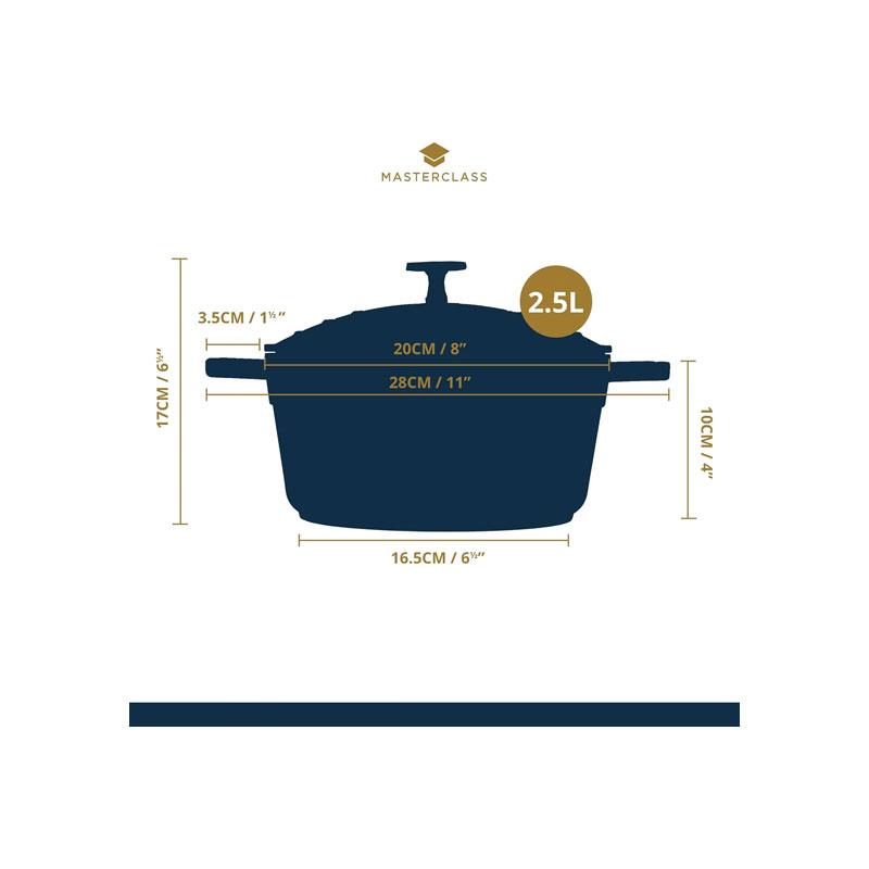 MasterClass Casserole Dish 20cm 2.5 Litres With Self-Basting Lid Cast Aluminium Black Secondary image