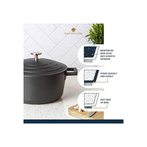 MasterClass Casserole Dish 20cm 2.5 Litres With Self-Basting Lid Cast Aluminium Black