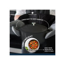 MasterClass Casserole Dish 20cm 2.5 Litres With Self-Basting Lid Cast Aluminium Black