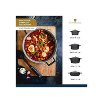 MasterClass Casserole Dish 20cm 2.5 Litres With Self-Basting Lid Cast Aluminium Black