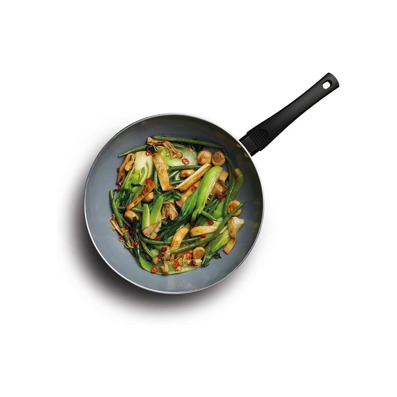MasterClass Non-Stick Induction-Ready Wok 30cm Ceramic Carbon Steel 5 Litres Grey