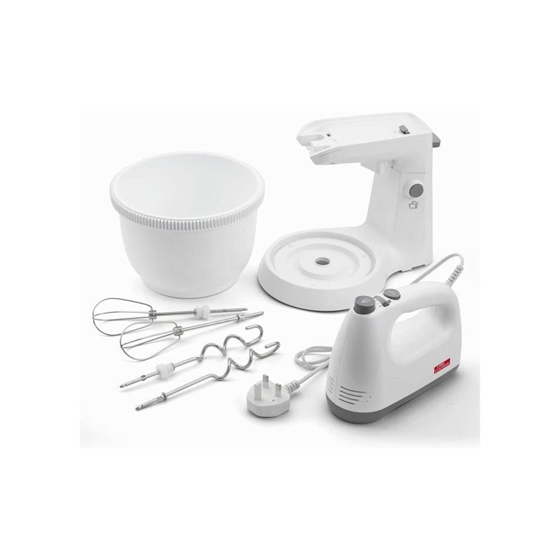 Judge 2-In-1 Hand Electric Mixer With Stand And Detachable Bowl 2 Whisks 2 Dough Hooks 5 Speed Settings 300W White