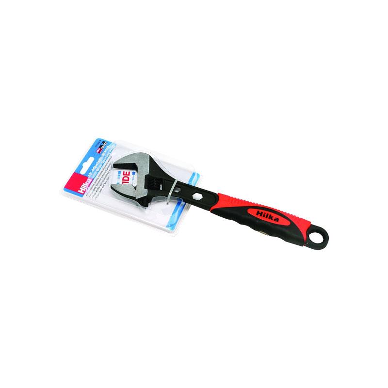 Hilka Tools 12 Inch (300mm) Wide Jaw (40mm) Soft Grip Adjustable Wrench Red/Black Main image