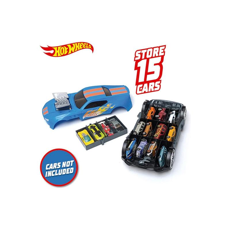 Hot Wheels 2-In-1 Race N Haul Car Case With Rectractable Handle Blue