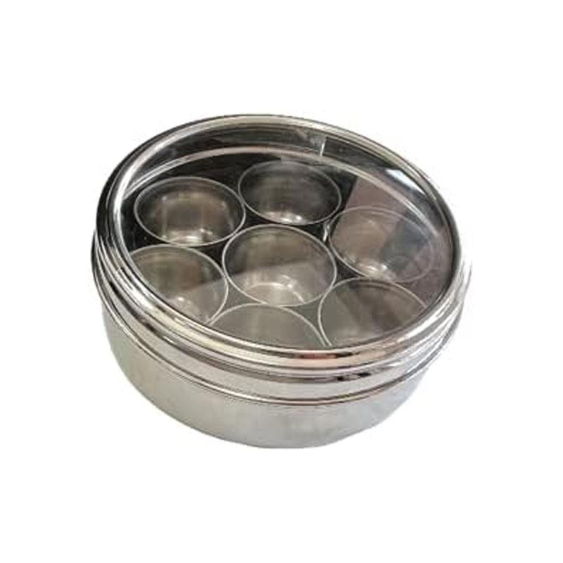 Dexam School of Wok Dabba For Asian Spices Stainless Steel Silver