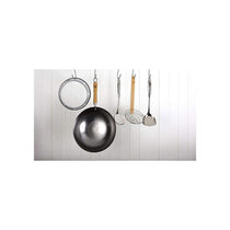 School of Wok 14 Inch/36cm Wok Heavy Duty Carbon Steel Flat Bottom Bamboo Handle Silver