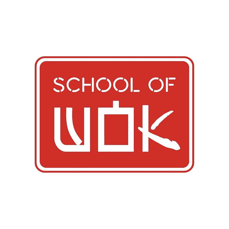 School of Wok 14 Inch/36cm Wok Heavy Duty Carbon Steel Flat Bottom Bamboo Handle Silver