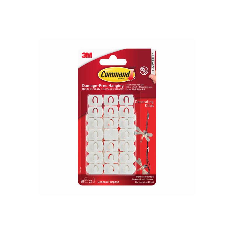 3M Command Decorating Clips Mini 20 Clips And 24 Mini Strips White