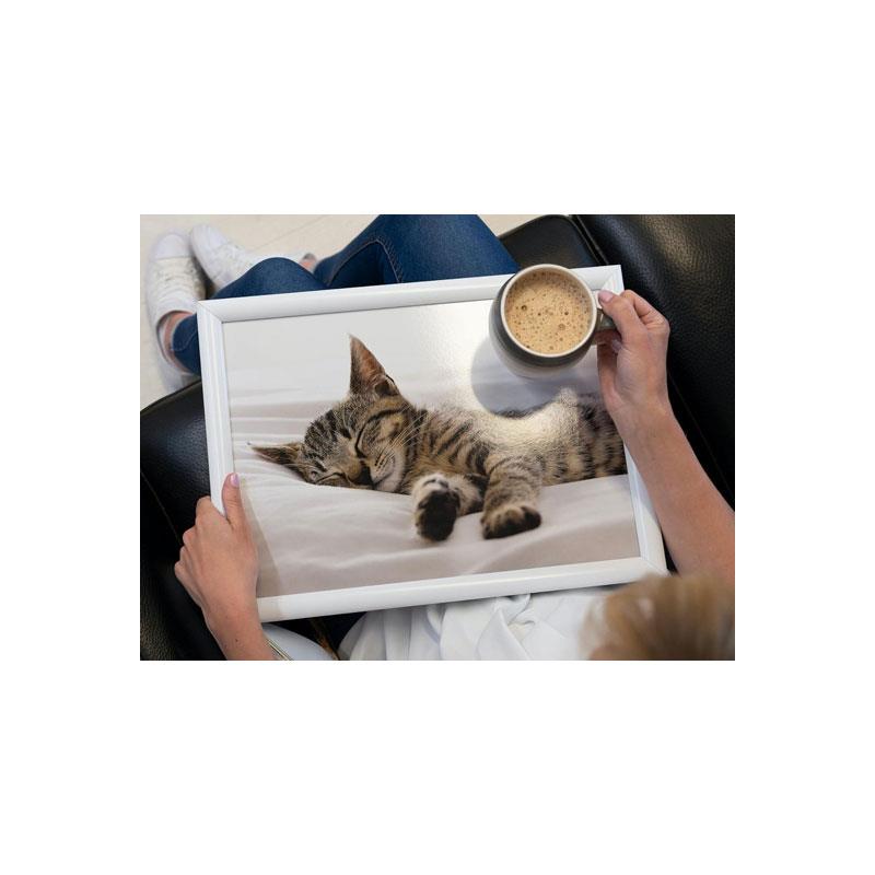 Creative Tops Sleeping Kitten Lap Tray With Cushion Bean Bag Cushioned 44 x 34cm Wood Multicolour