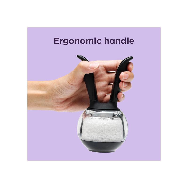 Chef'n SaltBall Salt Grinder One Handed Refillable Salt Mill Adjustable From Ultra-Fine To Coarse Black