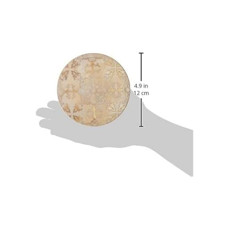 Creative Tops Cork-Backed Premium Round Coasters Set Printed Gold Impressions Wood Pack Of 4 12cm Gold/Grey