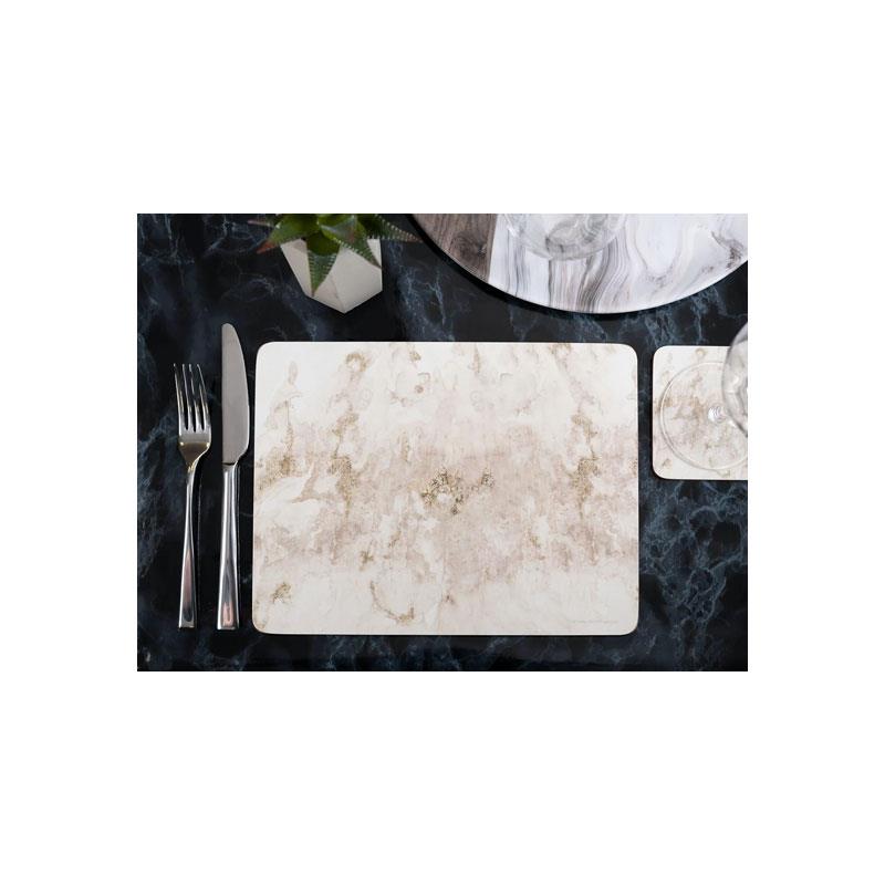 Creative Tops Premium Placemats And Coasters Pack Of 4 Grey Marble Medium Wood Grey/White Secondary image