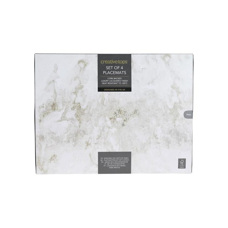 Creative Tops Premium Placemats And Coasters Pack Of 4 Grey Marble Medium Wood Grey/White