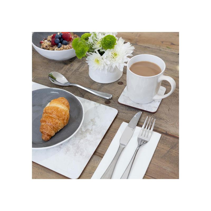 Creative Tops Premium Placemats And Coasters Pack Of 4 Grey Marble Medium Wood Grey/White