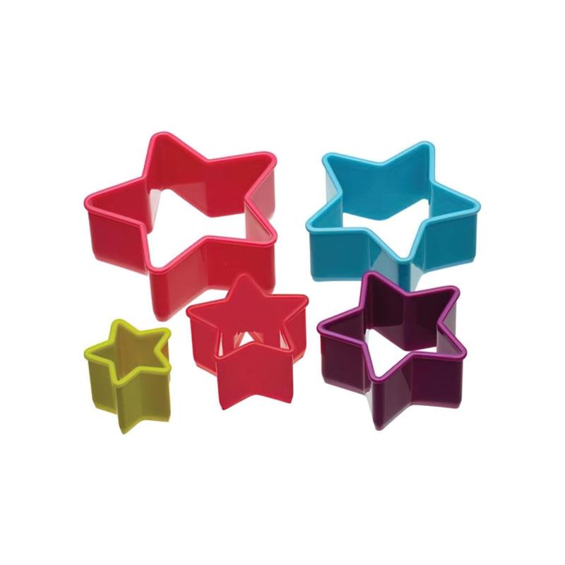 KitchenCraft Colourworks Star Shaped Cookie Cutters Plastic Set of 5 Multicolour Main image
