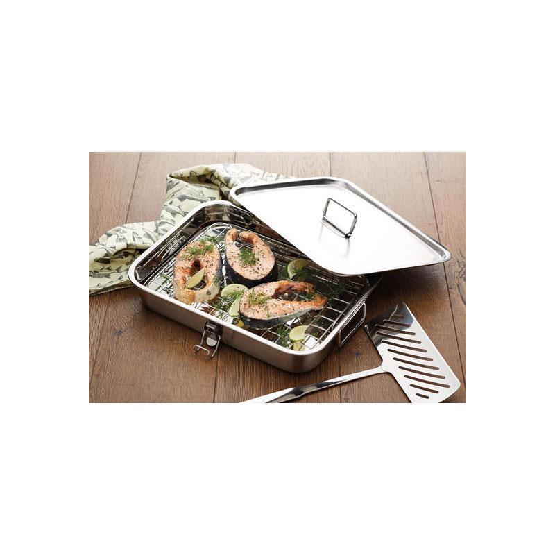 KitchenCraft Home Made BBQ/Stovetop Smoker Oven Stainless Steel 37.5 x 27 cm Silver