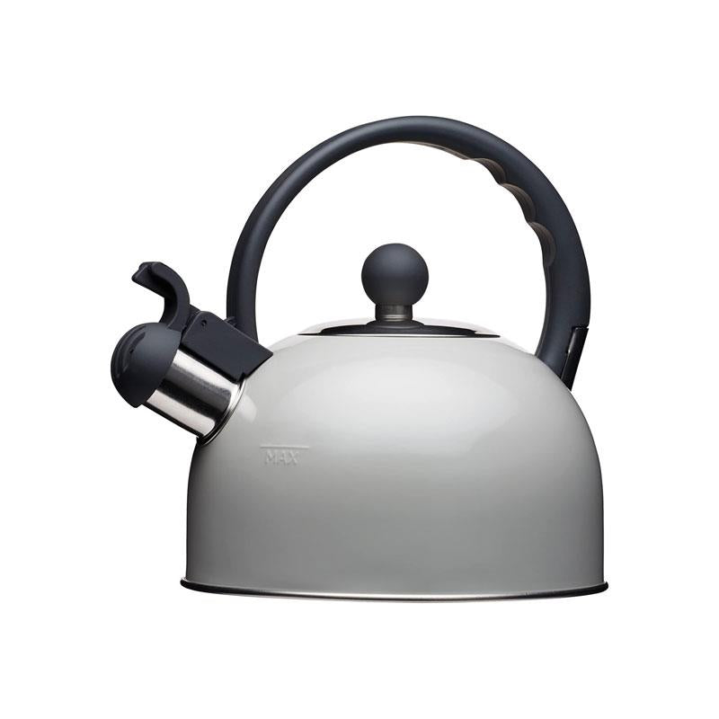 KitchenCraft Living Nostalgia Traditional Whistling Kettle 1.4 Litre Stainless Steel French Grey Main image