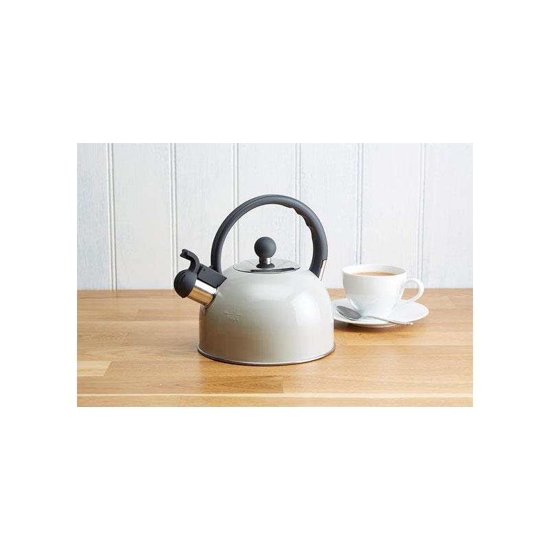 KitchenCraft Living Nostalgia Traditional Whistling Kettle 1.4 Litre Stainless Steel French Grey