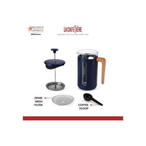 La Cafetiere Pisa 8-Cup Cafetiere French Presses Coffee Maker Borosilicate Glass Stainless Steel Navy