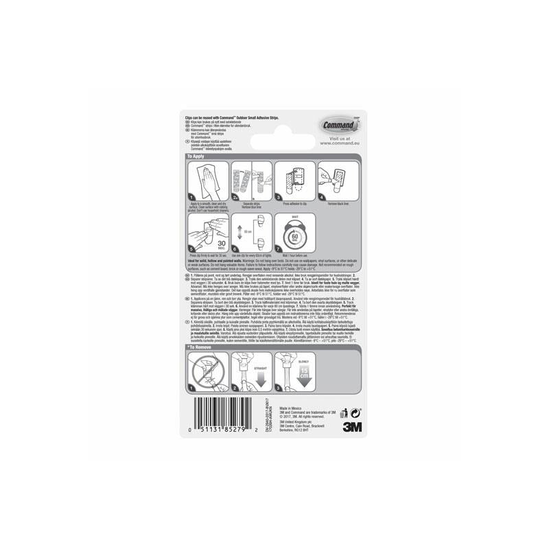 3M Command Outdoor Decorating Clips Mini 20 Hooks And 24 Outdoor Strips Transparent/Clear