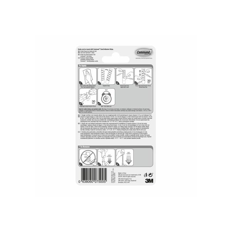 3M Command Metal Hooks Small 4 Hooks 5 Small Clear Strips Stainless Steel