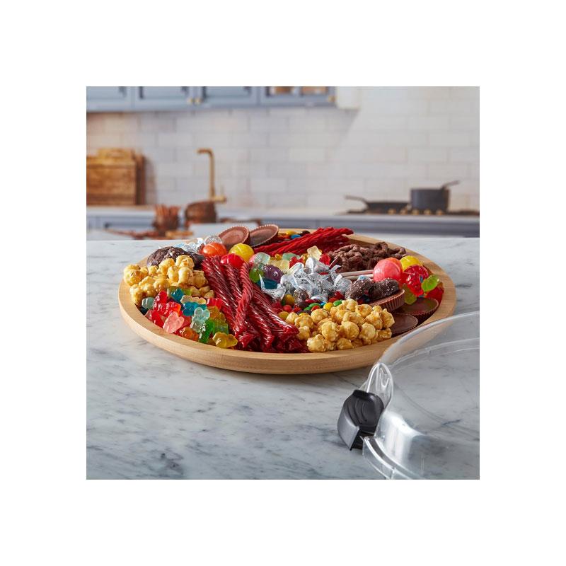 Farberware Build-A-Board Bamboo Round Snack Serving Board 35.5cm Clear Locking Lid Wood Secondary image