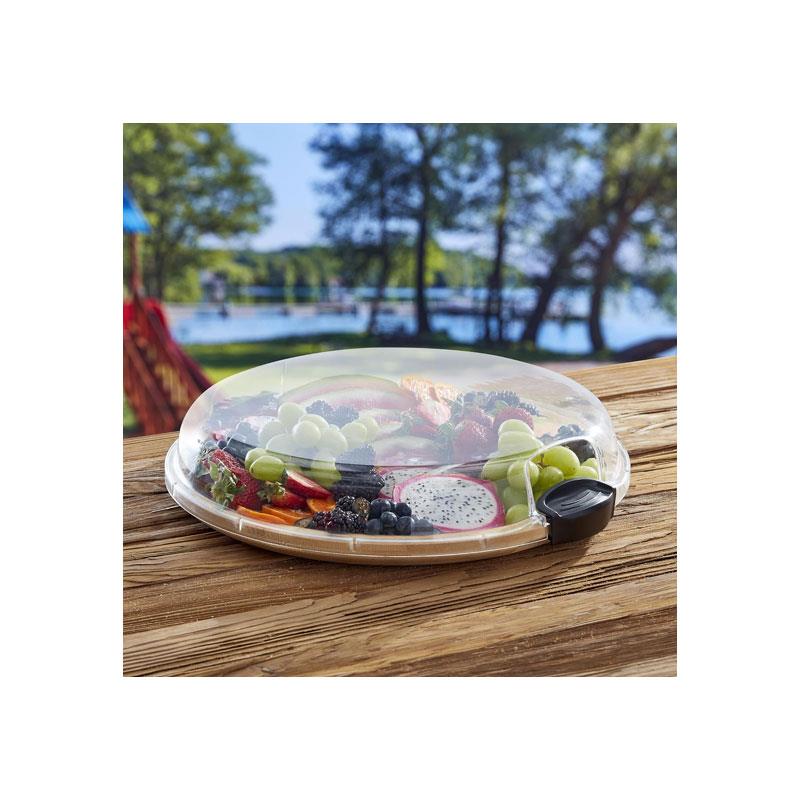 Farberware Build-A-Board Bamboo Round Snack Serving Board 35.5cm Clear Locking Lid Wood