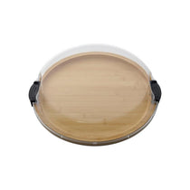 Farberware Build-A-Board Bamboo Round Snack Serving Board 35.5cm Clear Locking Lid Wood