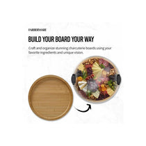 Farberware Build-A-Board Bamboo Round Snack Serving Board 35.5cm Clear Locking Lid Wood