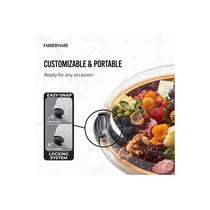 Farberware Build-A-Board Bamboo Round Snack Serving Board 35.5cm Clear Locking Lid Wood
