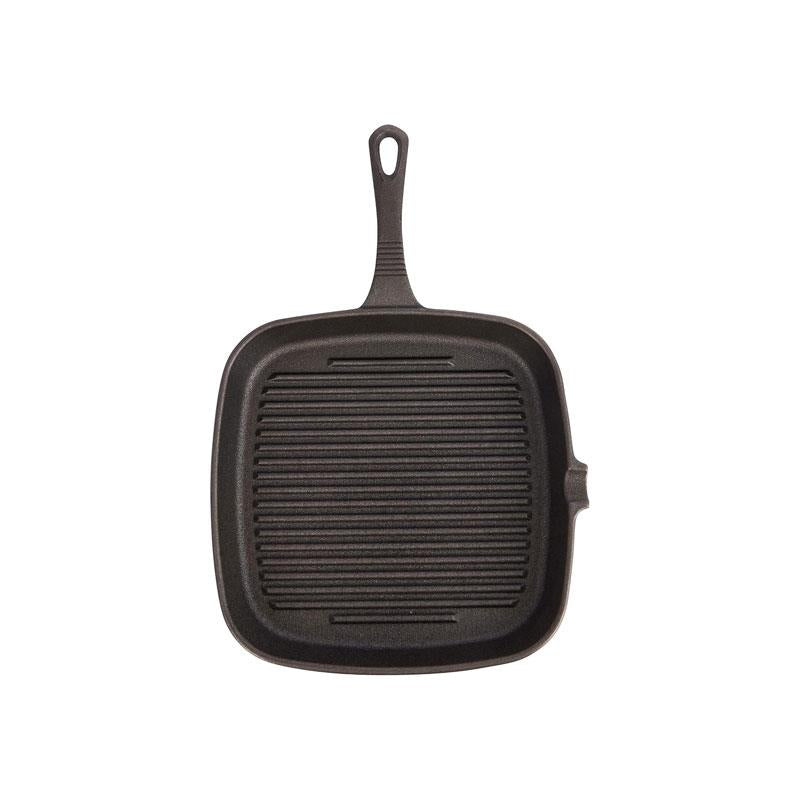 KitchenCraft Square Grill Pan 23cm Cast Iron Griddle Pan Black