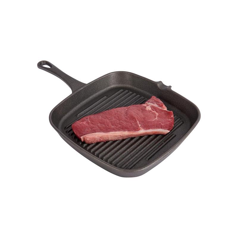 KitchenCraft Square Grill Pan 23cm Cast Iron Griddle Pan Black