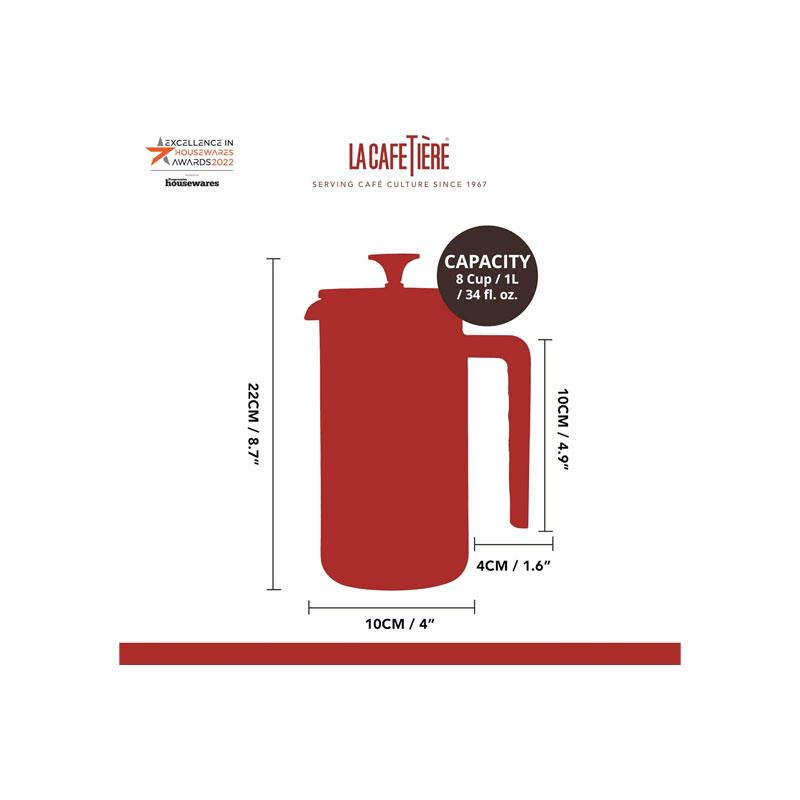 La Cafetiere Pisa 8-Cup Cafetiere French Presses Coffee Maker Borosilicate Glass Stainless Steel Black Secondary image