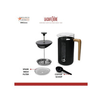 La Cafetiere Pisa 8-Cup Cafetiere French Presses Coffee Maker Borosilicate Glass Stainless Steel Black
