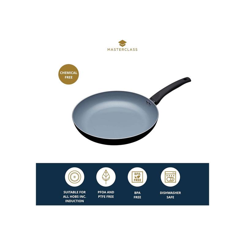 MasterClass Eco Frying Pan 30cm Ceramic Non-Stick Aluminium Large Black