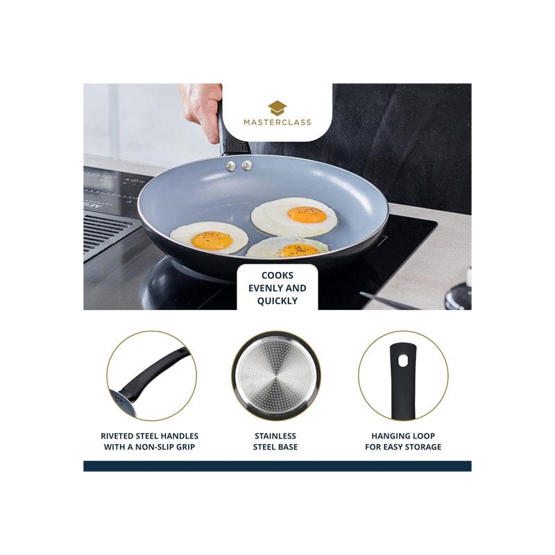 MasterClass Eco Frying Pan 30cm Ceramic Non-Stick Aluminium Large Black