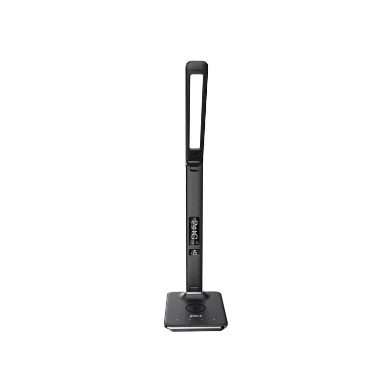 Groov-e Ares Desk LED Lamp With Wireless Charging Pad & Clock Black