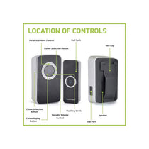 Lloytron Melody MIP3 Lithium Rechargeable Portable Door Chime Kit Black