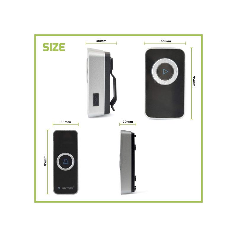 Lloytron Melody MIP3 Lithium Rechargeable Portable Door Chime Kit Black