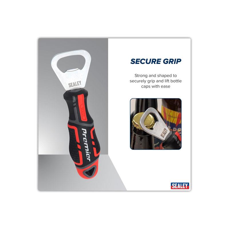 Sealey GripMAX Bottle Opener Hi-Vis Polypropylene Rubber Soft Grip Handle Red