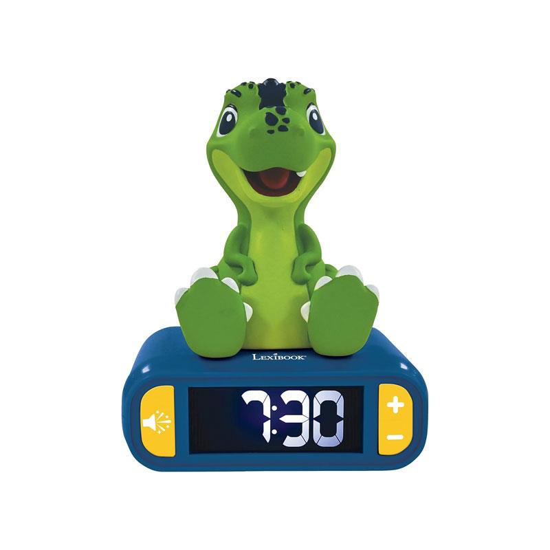 Lexibook 3D Dinosaur Childrens Clock With Night Light Alarm Snooze Blue/Green Main image