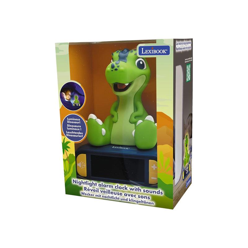 Lexibook 3D Dinosaur Childrens Clock With Night Light Alarm Snooze Blue/Green
